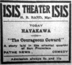 The 'Courageous Coward' at the Isis in 1919.
 - , Utah