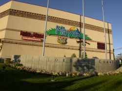 The southwest exterior wall of the Mayan restaurant faces the intersection of 9400 South and State Street. - , Utah