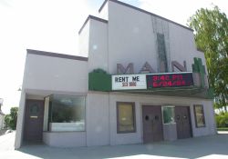 The front of the Main Theatre.  On the left side of the theater is a small shop. - , Utah