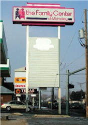 The theater's sign on 5400 South, with the Cineplex Odeon logo painted over. - , Utah