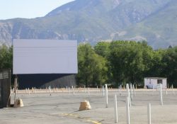 Screen 3 of the Motor-Vu Drive-In and its small projection building. - , Utah