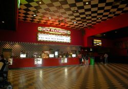 The lobby of the Sugarhouse Movies 10 multiplex.  The entrance to the theater auditoriums is on the right of the concession stand. - , Utah