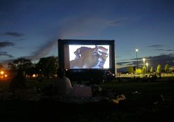 A scene from Ice Age on the Open Air Cinema screen at the Salt Lake County Fair. - , Utah
