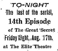 Newspaper advertisement for the Elite Theatre in 1917. - , Utah