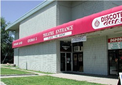 The entrance of Tu Cine.  The theater was originally a 950-seat theater named the Plaza.  It was later known as the Valley Twin and Cinemas 5.