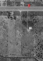 An aerial photo of the Ranch Drive-In site in 1997.  The outline of the drive-in is still visible. - , Utah