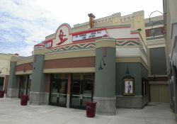 The front of the Redstone 8 Cinemas from the side, showing a walkway back to one of the theater exits. - , Utah
