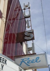 The name 'Reel' was added below the 'Huish' sign after the theater became part of the Reel Theatre chain. - , Utah