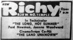 'The Long, Hot Summer' and 'The Land Unknown' at the Richy in 1958. - , Utah