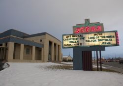 The SCERA Showhouse and its neon sign.