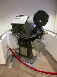 An old Simplex projector on display in the lobby outside SCERA Showhouse II. - , Utah