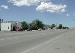 The town of Huntington, with the Star Theater on the left and the end of town on the right. - , Utah