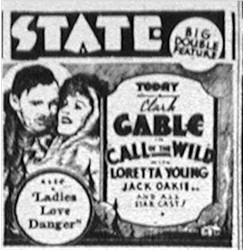 Clark Gable in 'Call of the Wild' at the State in 1935.