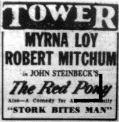 'The Red Pony' and 'Stork Bites Man' at the Tower in 1962. - , Utah