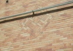 Decorative brickwork in the west wall of the theater. - , Utah