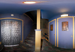 A 'flat' panorama of the stairs to the balcony, using a flash. - , Utah