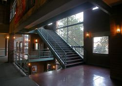 Large windows lighted the main stairwell of the Trolley Corners Theater complex. - , Utah