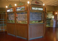 The Trolley Corners ticket booth has four ticket windows.  To save on costs, Westates Theatre no longer uses the ticket booth.  Moviegoers buy their tickets at the concession stand instead. - , Utah