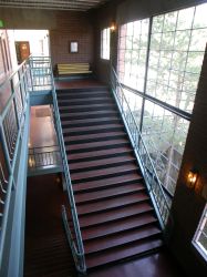 The main stairway of the Trolley Corners theater was lighted by a large section of glass windows. - , Utah
