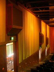 Hidden above the the exit doors of Trolley Corners Theater 1 were the theater's surround speakers. - , Utah