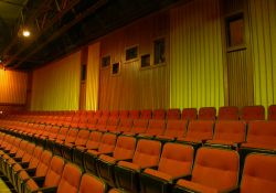 Projection windows in the back wall of Trolley Corners Theater 1.  Before it closed, Trolley Corners was one of few Salt Lake theaters with 70mm capability and with two projectors in its booth. - , Utah