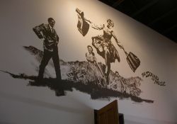 Above one of the doors in the south foyer of Trolley Corners Theater 1 was a large mural taken from the movie 'The Sound of Music'. - , Utah
