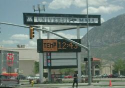 The attraction board for the University Mall theaters.  Originally the sign was for the twin theater inside the mall, but after that closed it was used for the newer 4-plex behind the mall. - , Utah