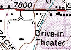 The Ute Drive-In on a 1975 geological survey map.