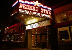 Neon on the theater marquee at night. - , Utah