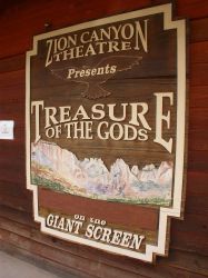 A wooden 'poster' for 'Treasure of the Gods'. - , Utah